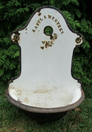Vintage/antique German Cast Iron/porcelain Wall Fountain Water Garden Drinking