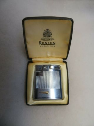 Vintage Ronson Varaflame Windproof Lighter In Presentation Case Rare Model
