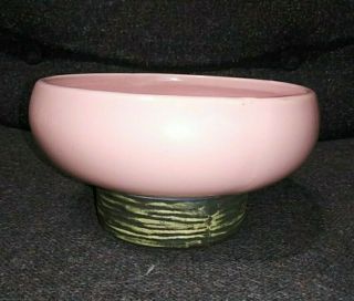 Vintage Mccoy Art Pottery Pink/black Footed Ceramic Planter Bowl Vase Signed