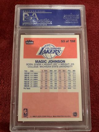1986 - 87 fleer basketball Magic Johnson PSA 8 NM - MT BGS Los Angeles Lakers 2