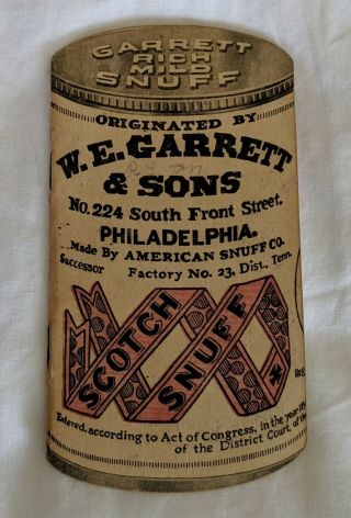 Vintage W.  E.  Garrett & Sons Sweet Mild Snuff 1942 1943 Pocket Calendar