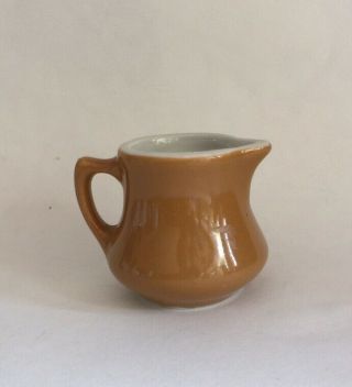 Vintage Hall Pottery Restaurant Ware Individual Tan/Brown Creamer 2