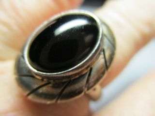 Sterling Silver Estate Vintage Southwest Black Onyx Swirl Band Ring Size 8