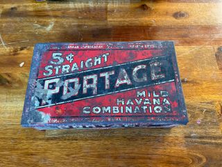 Vintage Portage 5 Cent Cigar Box Antique Rustic Great Patina