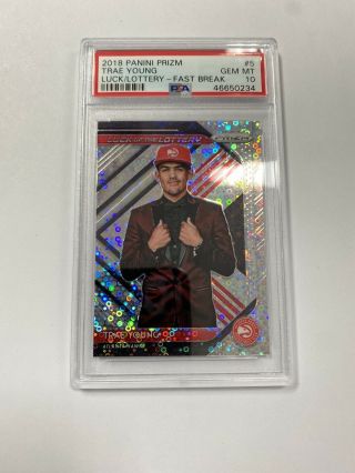 2018 Panini Prizm Luck Of The Lottery Fast Break Trae Young Psa 10