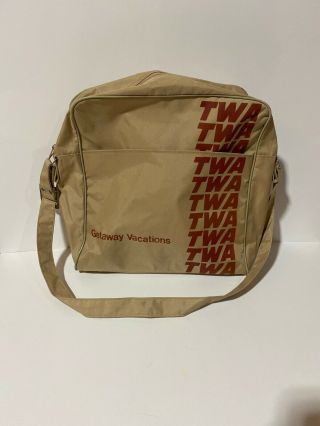 Vintage Twa Airlines Getaway Vacations Tote Carry On Promotional Bag (g4)
