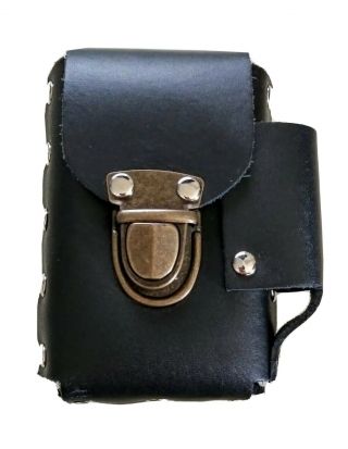 Studded Black Leather Cigarette Case With Belt Loop