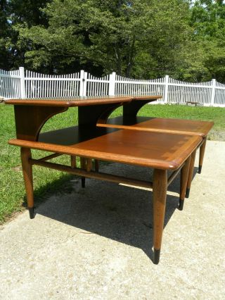 Pair Lane Mid Century Modern Dovetail Stepped End Tables,  Style 900 - 07