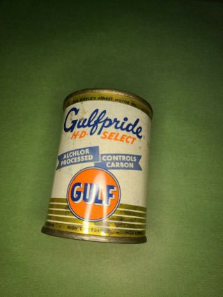 Gulf Gulfpride Hd Select Miniature Oil Can Bank Vintage Gulf