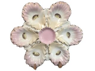 Antique Ruffled Edge Porcelain Oyster Plate C.  1800 