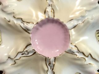 Antique Ruffled Edge Porcelain Oyster Plate c.  1800 ' s signed Pink Center 2