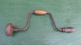 Vintage Bit Brace Hand Drill With Wooden Handle Signed " Victor No 966 - 10 In "