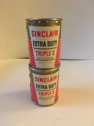 Vintage Sinclair Extra Duty Motor Oil Tin Can Coin Banks - 3 "