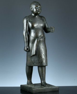Interesting Antique Large Heavy Solid Bronze Figure Of African Warrior Man