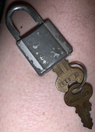 Small Vintage Chicago Illinois Lock Co Padlock With Keys