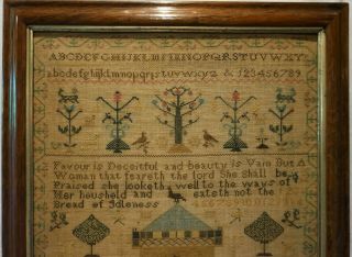 MID 19TH CENTURY HOUSE,  MOTIF & QUOTATION SAMPLER BY MARY ANN LEES AGE 10 - 1842 2