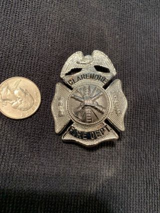 Obsolete Vintage Fireman Badge.  Claremore,  Ok