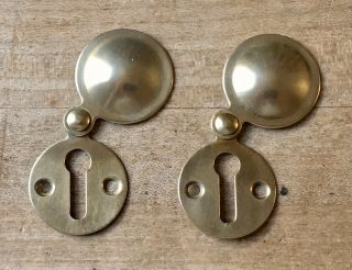 Pair Vintage Escutcheon Keyhole Solid Brass Door Hardware Salvage Old Reclaimed