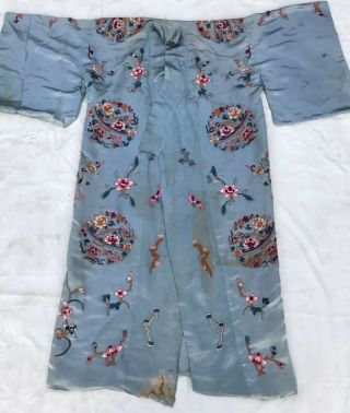 Antique Chinese Qing Dynasty Silk Embroidered Textile Robe | Jacket