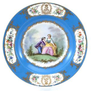 Antique Sevres 1844 Chateau Tuileries Hand Painted Fine Bone China Plate H648