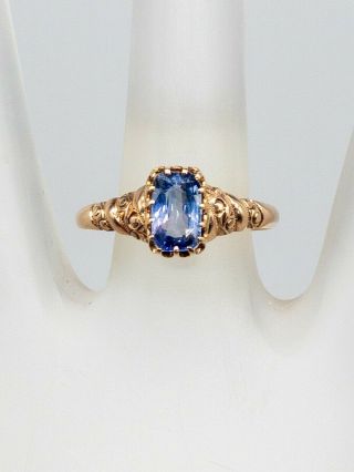 Antique Victorian 1890s $4000 1.  50ct Natural No Heat Blue Sapphire 14k Gold Ring