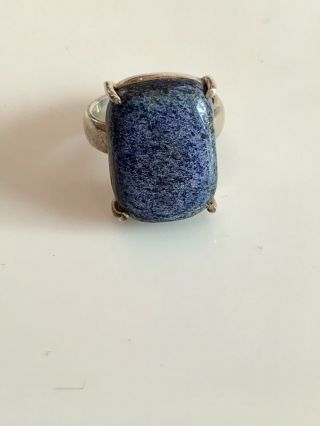 Lapis Lazuli Gemstone 925 Sterling Silver Vintage Ring - Size K