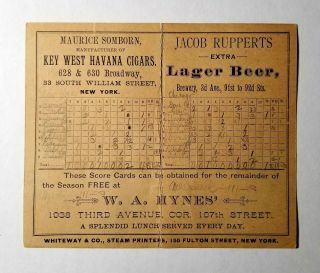 1886 King Kelly Cap Anson York Giants Vs Chicago White Sox Antique Scorecard