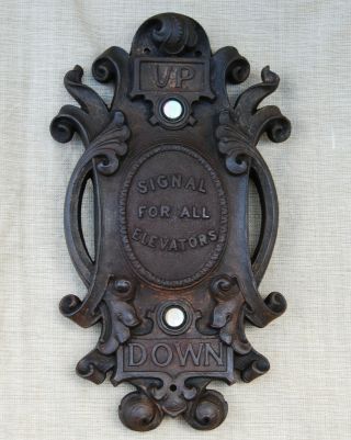 Antique Cast Iron Elevator Call Button Push Plate Jenkins Arcade Pittsbugh Pa