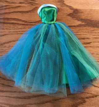 Vintage 951 Mattel Barbie Doll Prom Dress Gown Green Blue Tulle Satin