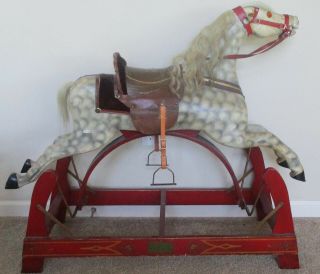 Antique Carved Wood Glider Horse - Museum Piece