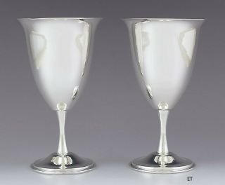 Fab Pair Tane J.  Marmolejos Mexican Sterling Silver Wine Water Goblets