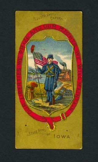 State Arms Of Iowa 1888 N224 Kinney Bros.  Military Series - Ex - Mt