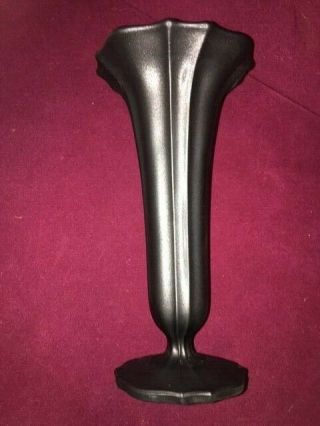 Vintage Black Satin Amethyst Glass Vase Tiffin Stunning Piece