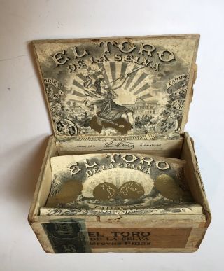 El Toro De La Selva Wooden Cigar Box Porto Rico Series 1901