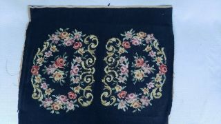Vintage Antique Needle Point Flower Floral Completed Piece 20 " X 23 "