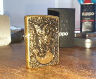 Brass 3d Devil Zippo.  Millennium Date