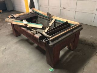 Early Antique Brunswick? Billiards Pool Table Complete Broken Down For Storage