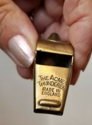 Vintage,  Acme Thunderer Polished Brass Whistle.  Made In England