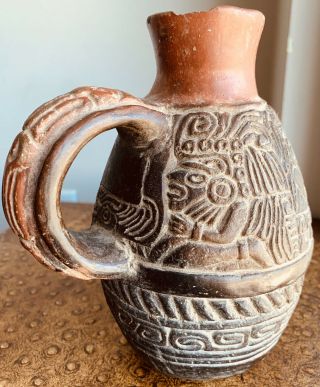 Vintage/antique Handmade Mayan Aztec Pre Columbian Style Stirrup Vessel Pottery