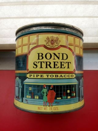 Vintage Tobacco Tin/round Can◾ Bond Street Pipe Tobacco 14 Oz.  Size