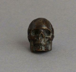 SMALL Vintage SOLID BRONZE Miniature SKULL Death Head MEMENTO MORI 2