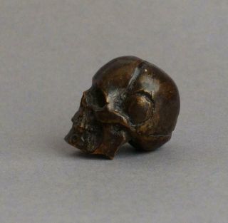 SMALL Vintage SOLID BRONZE Miniature SKULL Death Head MEMENTO MORI 3