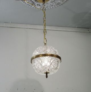 Antique Vintage Chandelier Petite Cut Crystal Ball Pendant Bronze Ring