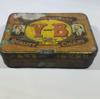 Vintage Y - B Yocum Brothers Cigars Reading PA Tobacco Advertising Tin Box Stamp 2