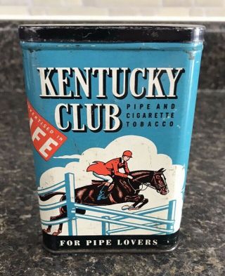 Vintage Kentucky Club Pipe And Cigarette Tobacco Pocket Tin Wheeling Wv