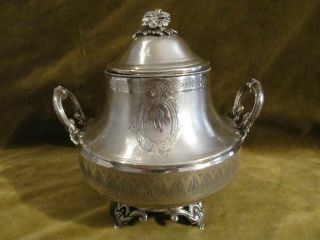 Gorgeous 19th C French Sterling Guilloche Silver Sugar Bowl Empire St Juge