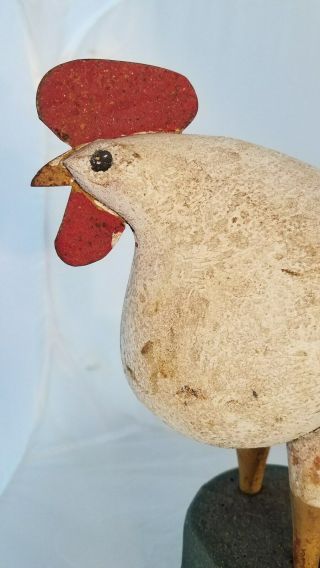 Antique Americana Vintage Art Hand Painted And Carved Wood Folk Art Chicken