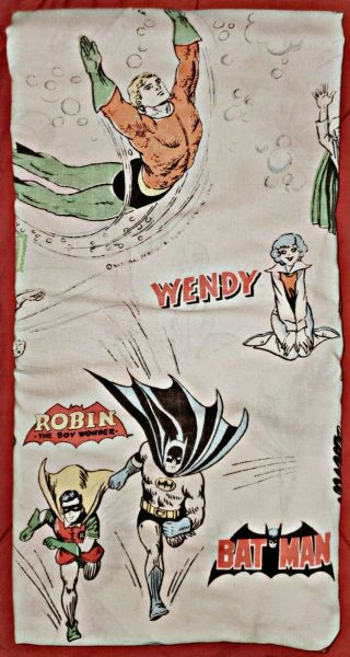Vintage 1976 Friends Bed Sheet Wonder Woman Superman Batman Robin 70s Rare
