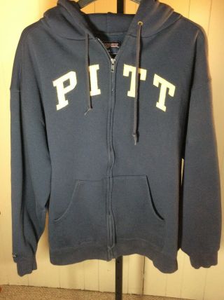 Vintage X - Large University Of Pittsburgh Full - Zip Blue Hoodie Jacket Pitt
