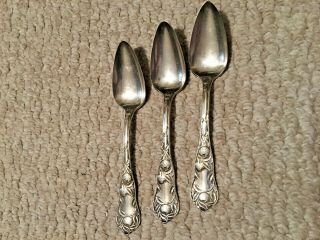 Antique - 3 Wm Rogers And Son - Aa - Grapefruit Spoons - 5 3/4 " Silver Plate